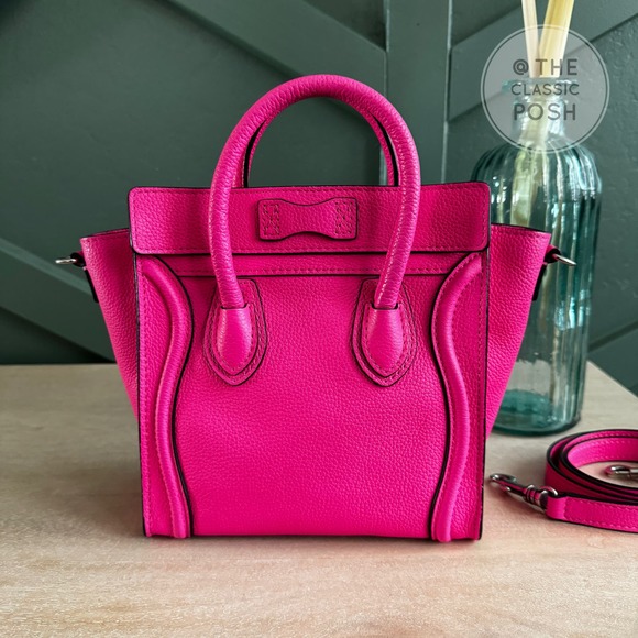 ❌SOLD❌ EUC Rare Celine Nano Luggage Fluo Pink Gold Crossbody Bag Tote - Picture 3 of 13